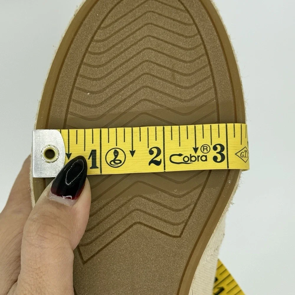 TOMS Canvas Espadrille Wedge Heels‎ Women's 9.5 Open Toe Natural Jute Sole